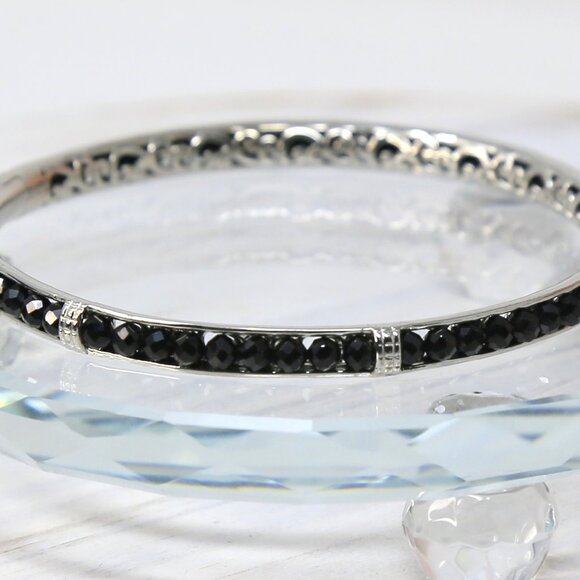 Thai Black Spinel ✦ Mystic Bangle Bracelet ✦ Platinum Bond 8" 18.65ctw NWT - Picture 4 of 11